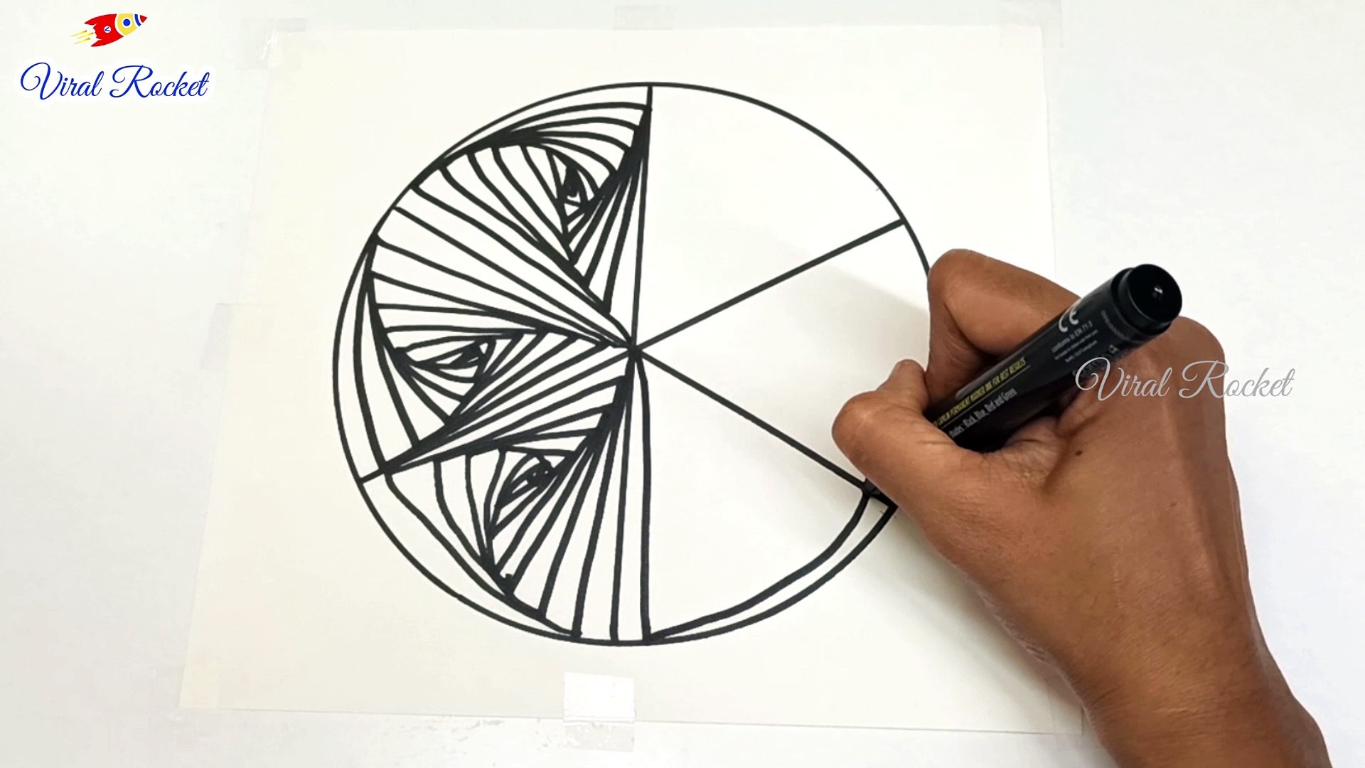 Easy 3D Pattern Drawing | Cool Spiral Drawing | Satisfying Line Illusion |  Art Therapy | #4 | 3D Art, image size:1920x1080