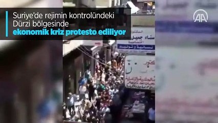Suriye'de rejimin kontrolündeki Dürzi bölgesinde ekonomik kriz protesto ediliyor
