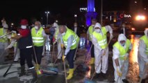 -Ümraniye Belediye Başkanı tulumu giydi caddeyi temizledi- Ümraniye’de koronavirüs hijyeni gece gündüz devam ediyor