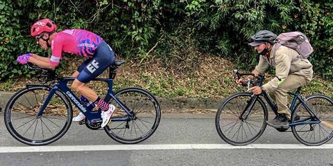 Rigoberto Urán termina con la lengua afuera: un campesino aparece de la nada y lo reta a 45 km/h