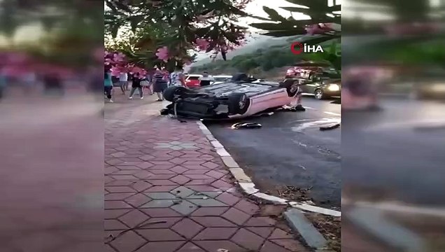 Takla atan araçtan burnu bile kanamadan kurtuldu