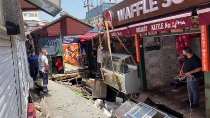Ortaköy’de çöken yolda tahliye çalışmaları başladı