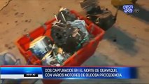 Dos capturados en el norte de Guayaquil con varios motores de dudosa procedencia