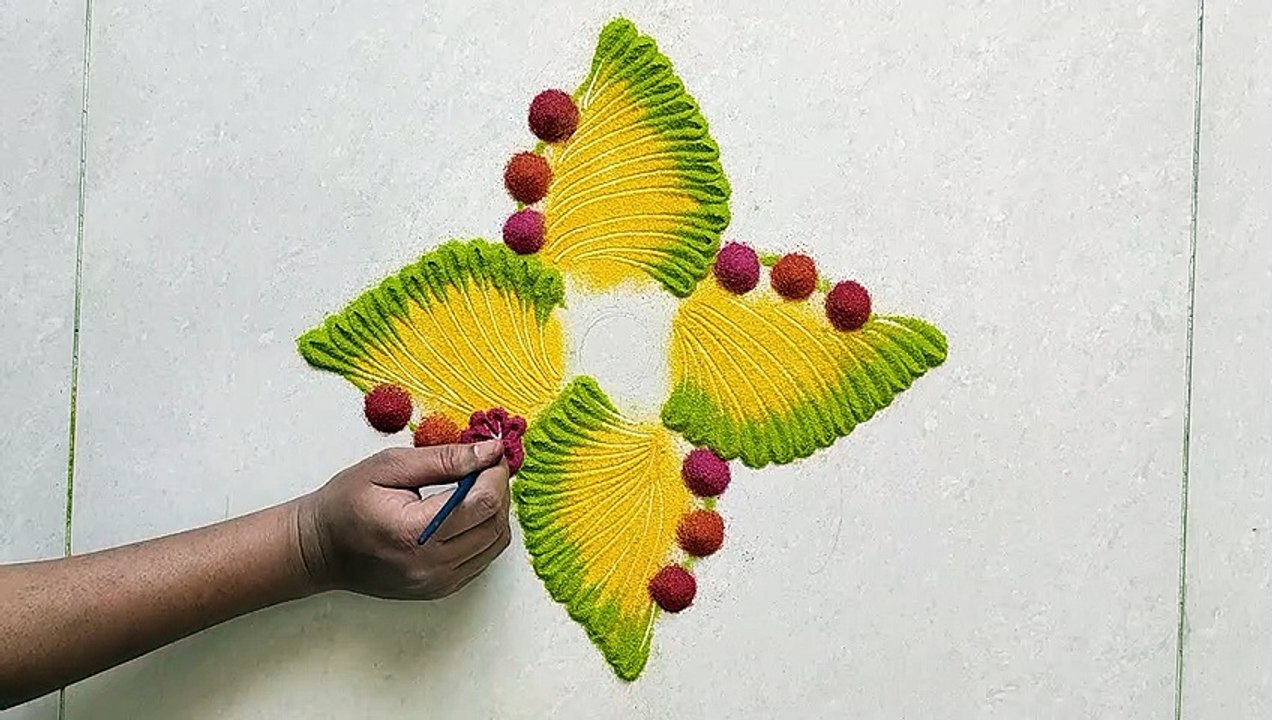 Super Easy ,Unique and Beautiful Rangoli design जो आप भी बना लेंगे |Easy and Creative Kolam