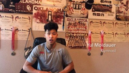 World-class gymnast Yul Moldauer takes us through his workout routine while stuck at home