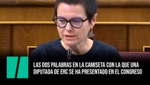 Las dos palabras en la camiseta con la que una diputada de ERC se ha presentado en el Congreso