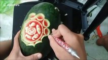 Vietnamese fruit artist creates intricate rose from watermelon