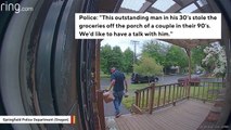 Watch: Man Allegedly Steals Groceries Off Porch Of Couple In 90s