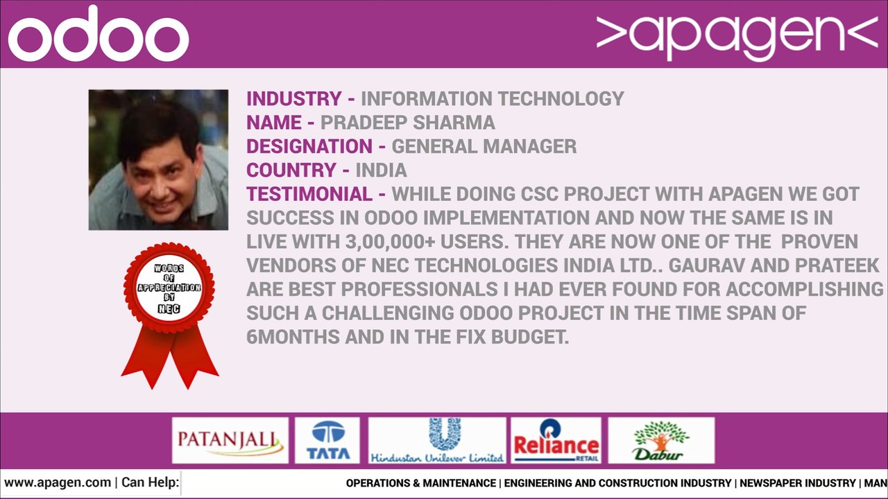 Odoo Service Provider (Client Testimonial)