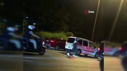 Kaza sonrası tekme tokat kavga kamerada