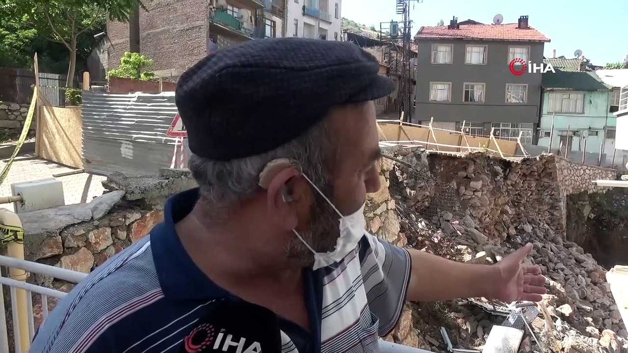 Apartmanın istinat duvarının çökme anı saniye saniye kamerada