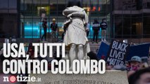 Usa, abbattute le statue di Cristoforo Colombo nella protesta per George Floyd | Notizie.it
