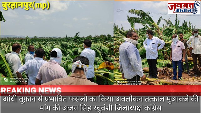 Mp बुरहानपुर आंधी तूफान से प्रभावित फसलों का किया निरक्षण और सरकार से की मांग फसलों के मुआवजे तत्काल दे अजय सिंह रघुवंशी जिलाध्यक्ष कांग्रेस