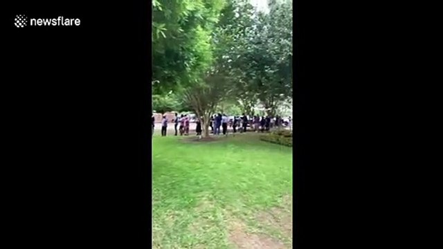 Huge line of mourners gather to pay respects to George Floyd in Houston