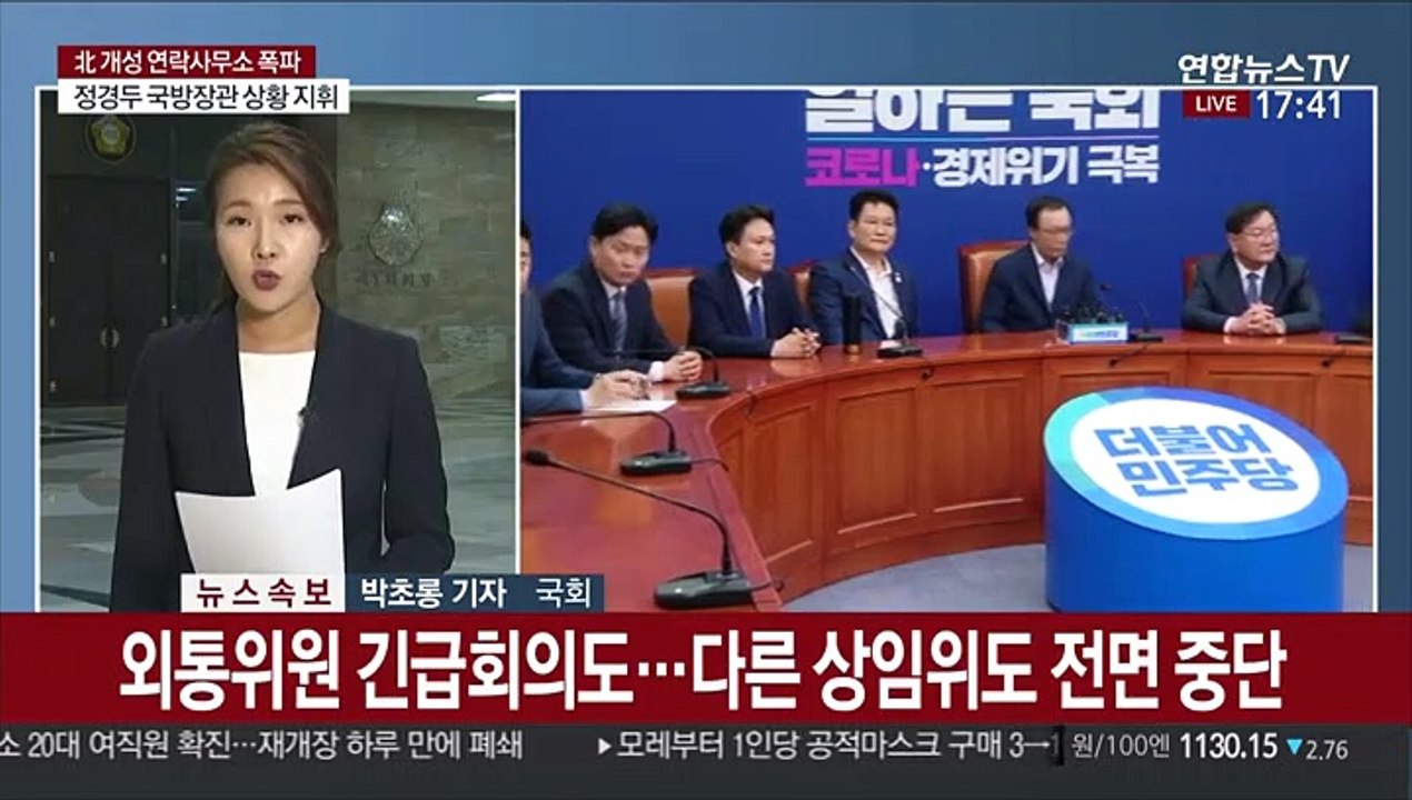 민주당 '개성 폭파' 소식에 긴급회의…외통위도 중단