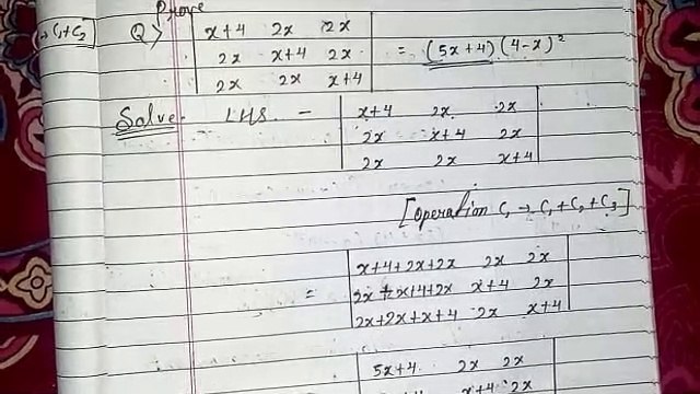 Solve the example by using the properties of determinants and solve the determinant & find the value of x (Part-6)