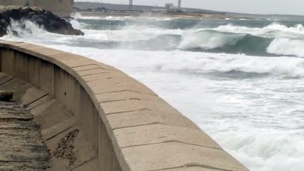 Vent d'Est : les vagues se déchainent à Port-de-Bouc