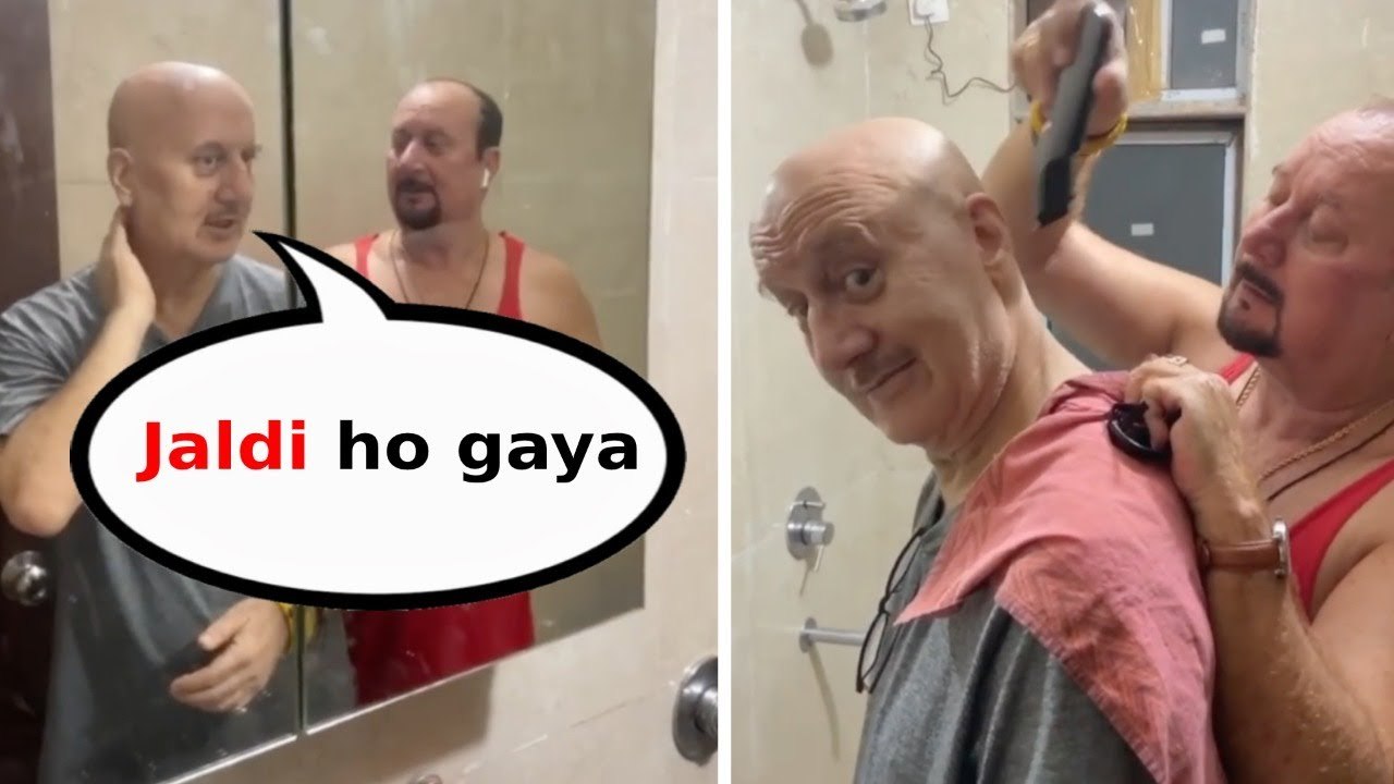 Anupam Kher gets the "quickest haircut" from brother Raju Kher | watch the video here