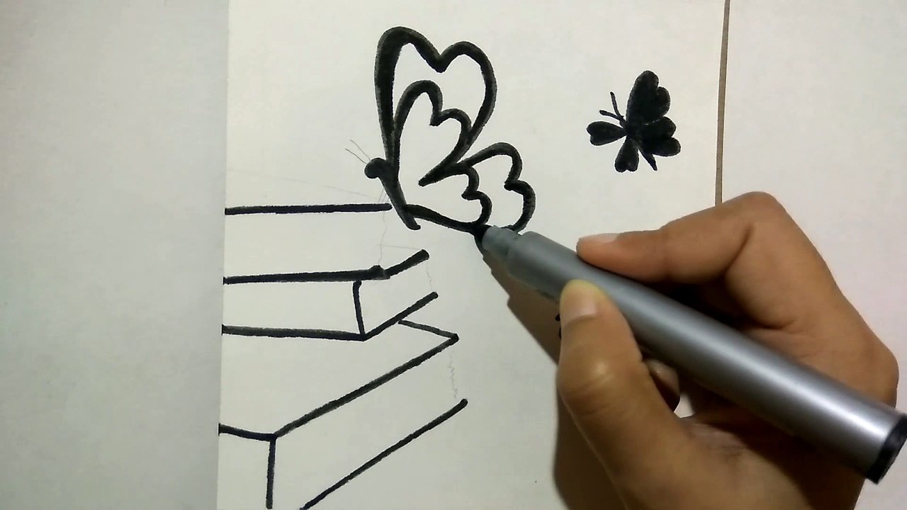 Creative Challenge #4 / How To Draw Butterfly With Heart Wings  / 10-Minute Art