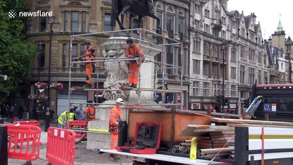 Charles I statue in central London given protection ahead of protests