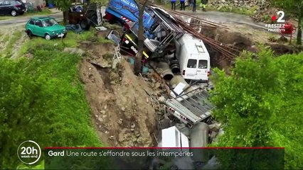 Gard : une route s’effondre sous les intempéries