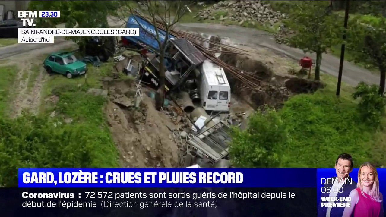 Effondrements de terrain, routes coupées, rivières en crue... De fortes pluies ont fait des dégâts dans le Gard et en Lozère