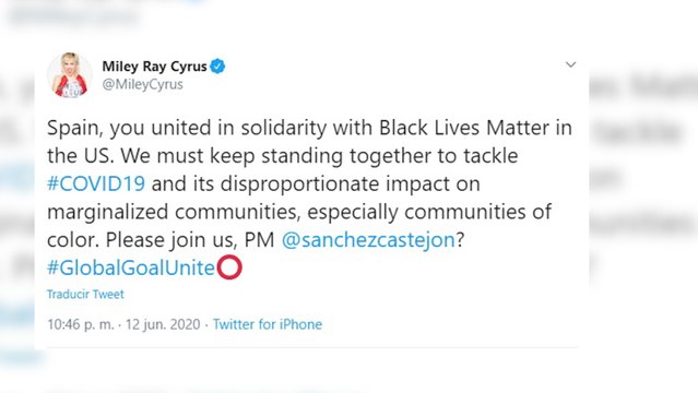 Miley Cyrus y Pedro Sánchez hablan para luchar contra el coronavirus