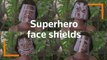 Superhero face shields provide protection and fun