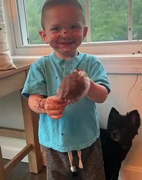 Sons Muffin Mess and Attempted Clean Up