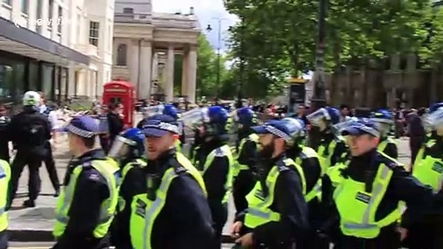 Heavy police presence in London during 'Black Lives Matter' protest in London June 13th 2020