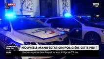 Nouvelle manifestation surprise cette nuit des policiers au pied de l'Arc de Triomphe et en haut des Champs Elysées pour protester contre les décisions de Christophe Castaner