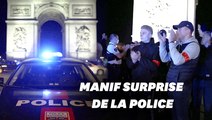 Avant l'allocution de Macron, les policiers manifestent devant l'Arc de Triomphe