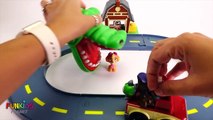 Paw Patrol Run away from Giant Crocodile at Barn Yard