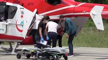Kalp krizi geçiren kadının yardımına ambulans helikopter yetişti