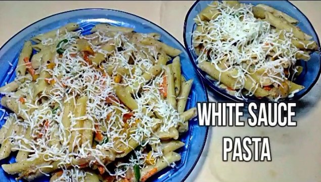 WHITE SAUCE PASTA RECIPE, PENNE PASTA IN WHITE SAUCE