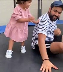 Indian Cricketer Rohit Sharma Playing with Daughter