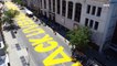 Drone footage of Black Lives Matter mural on Brooklyn street