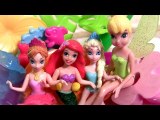 Frozen Fairies Elsa and Anna - Tinker Bell Pixie Slide Pool with Mermaid Barbie Color Changing Doll