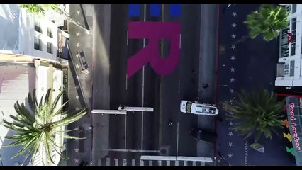 Drone footage of 'All Black Lives Matter' painted on Hollywood Boulevard