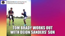 Tom Brady works out with Deion Sanders' son
