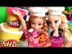 Queen Elsa Making Play Doh Pizza with Princess Anna Barbie + Cookie Monster Disney Frozen dolls