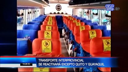 El transporte interprovincial retoma actividades excepto en Guayaquil y Quito