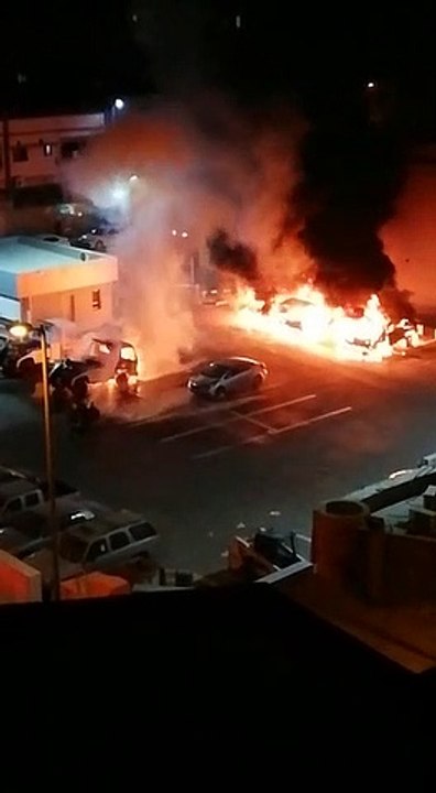 cranes on fire