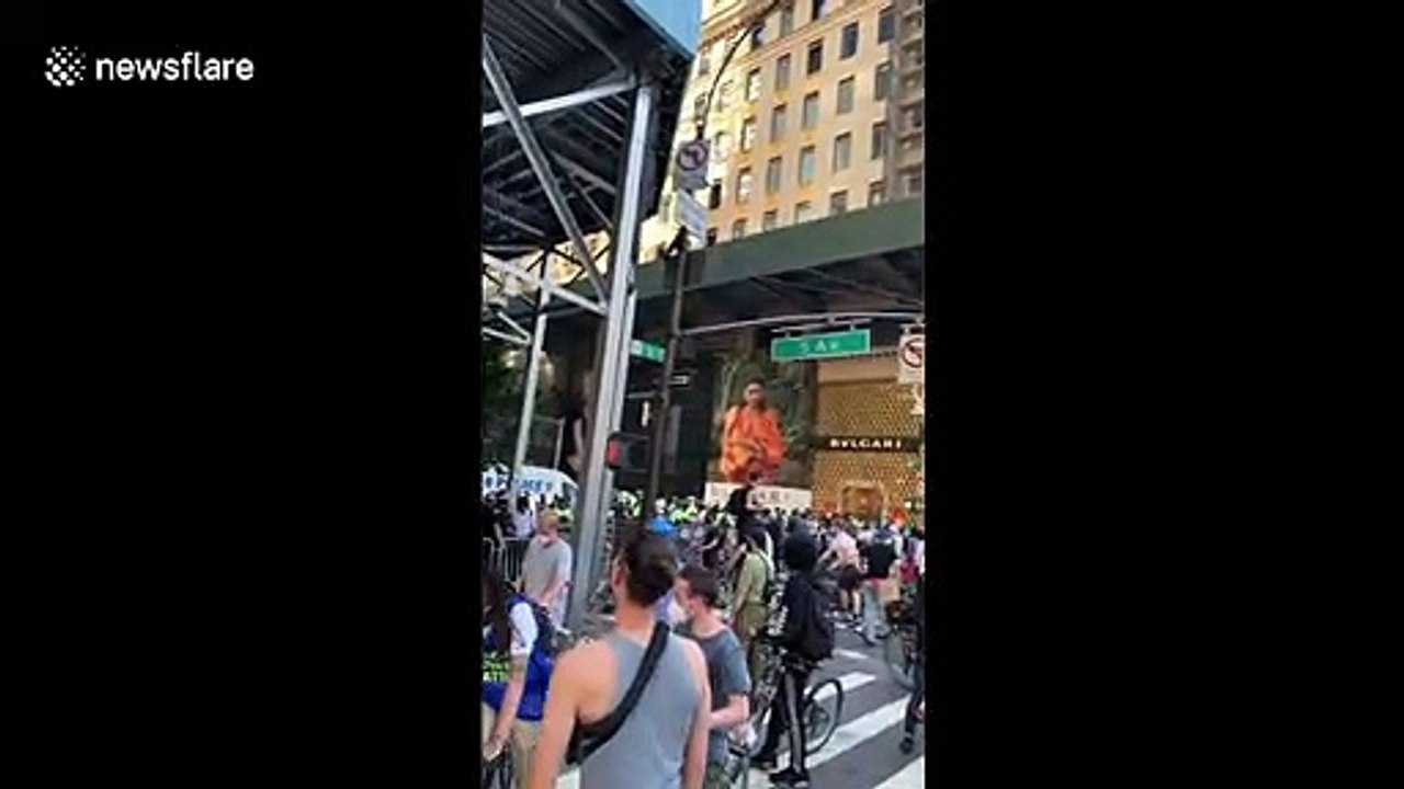 New York demonstrators head towards Trump Tower in protest ride