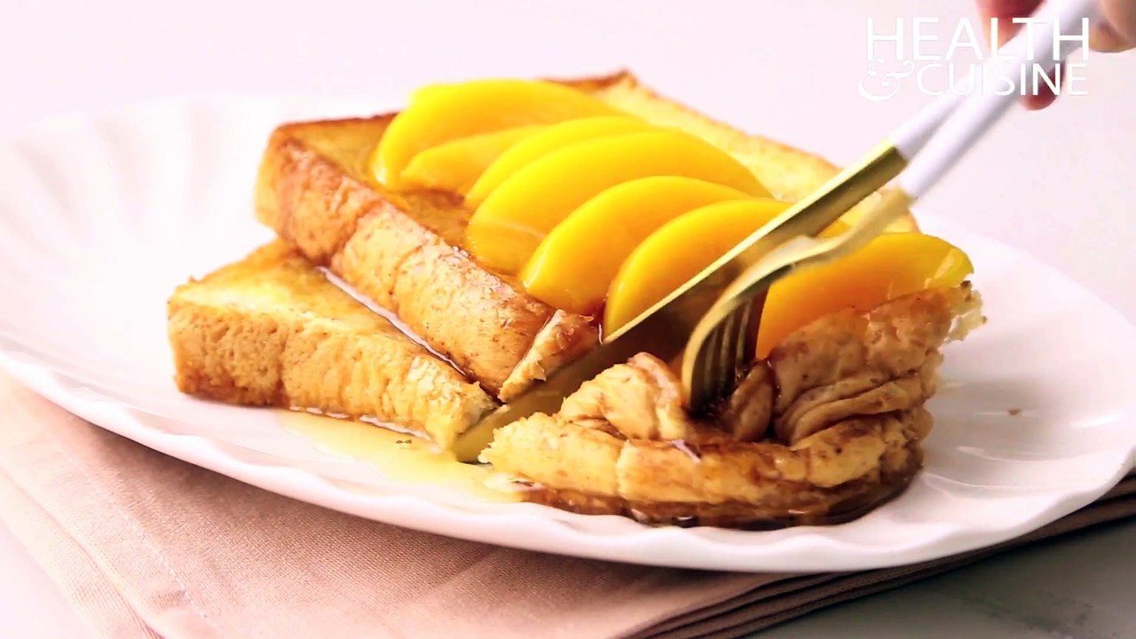 พีชฮันนี่โทสต์จากขนมปังแถว by Health&Cuisine