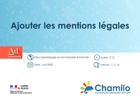 Chamilo - Ajouter les mentions légales