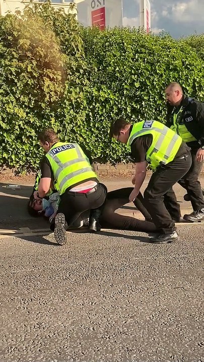 Multiple Police Takedown Woman in the Street