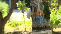 Familiares de fallecidos en residencias colocan sus fotos en árboles frente a los centros
