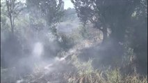 Ora News - Zjarr në një kanal në Zharrëz, flakët pranë banesave