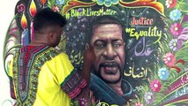 Pakistani artist paints mural paying tribute to George Floyd